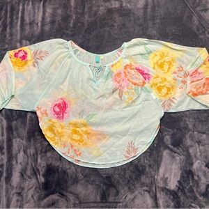 Farm Rio Floral Basel Peasant Women's Blouse Size Small.